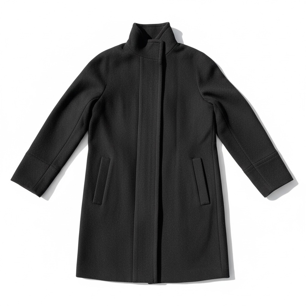 J.Crew Black Wool Blend City Coat Women’s Size 4 - Classic Pea Coat Style